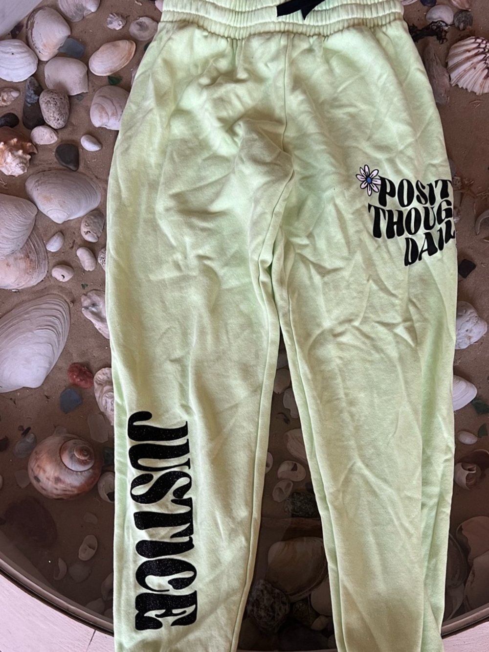 Justice Light Green 'Positive Thoughts' Graphic Joggers